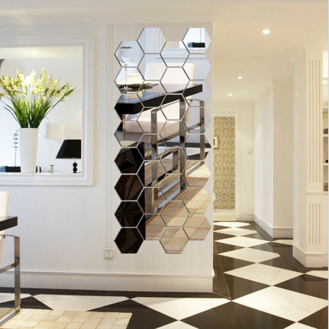 Hexagon Mirror Wall Sticker Room Diy Decal Removable Art Mural Home Decoration