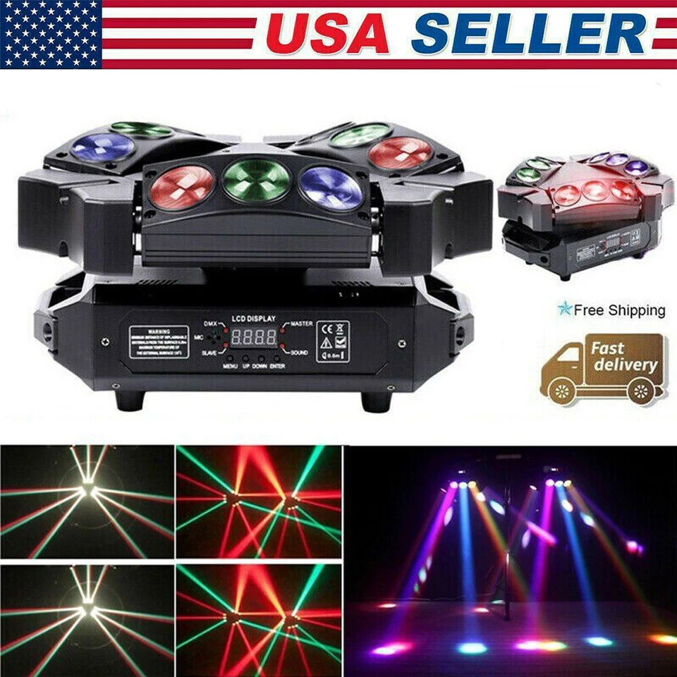 200W DJ Party Laser Light 9LED RGB DMX Spider Beam Moving Head Stage Lighting - Image 3 of 4