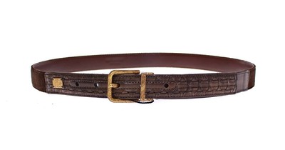 40 inch NWT $220 DOLCE /& GABBANA D/&G Brown Leather Logo Belt Cintura s 100 cm