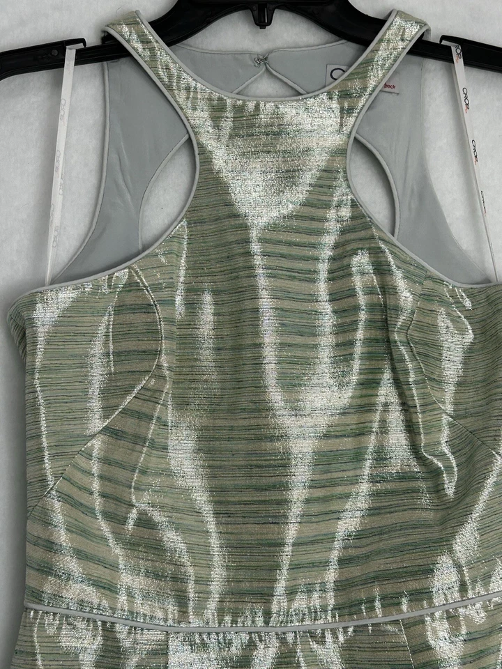 CROP David Peck Mujer’s 4Vestido Metalizado Verde Multi Fiesta Cóctel Talla Pequeña 4 Foto 2 de 4