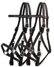 Leather Halter Bridle Combination with 7' Leather Split Reins! FREE SHIP!