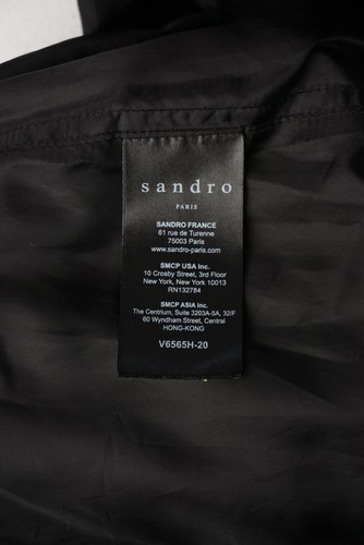 Sandro Paris Black Quilted Bomber Jacket with Crane Embroidery – Size 2 - Picture 6 of 18