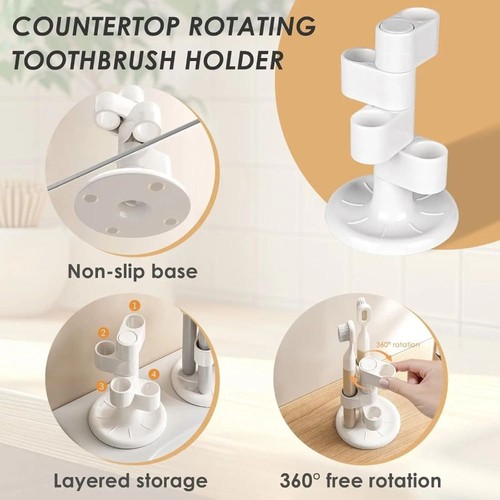 2Pcs 4 Holes Rotating Toothbrush Holder Bedroom Decoration - Picture 12 of 12
