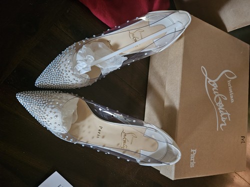 Christian Louboutin Size 38 Degrastrass PVC Clear Chrystal Heels - Picture 2 of 7