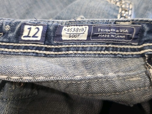 Girls Miss Me KE538OBJ Boot Denim Blue Jeans 12 STITCHING Embordered Pockets - Picture 5 of 22