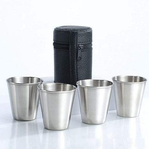 Stainless Steel Shot Cups, Set of 4 Cups, Metal Shot Glasses, Stackable,9338 - Bild 4 von 7