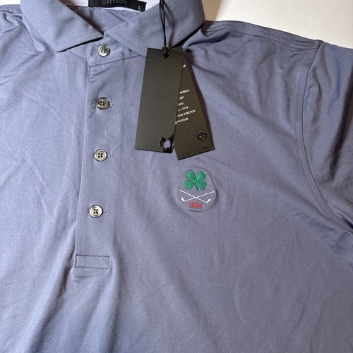 GREYSON Shirt Men's Blue-gray Large Golf Polo Nylon/spandex CLUB LOGO ADDED - Picture 3 of 10