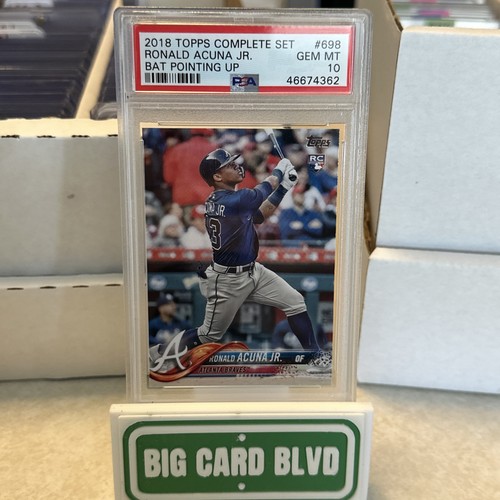 2018 TOPPS COMPLETE SET BAT POINTING UP #698 RONALD ACUNA JR. ROOKIE RC PSA 10
