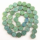 10x3mm Carved Army green Hematite Flower Loose Bead 15.5inch S0047949