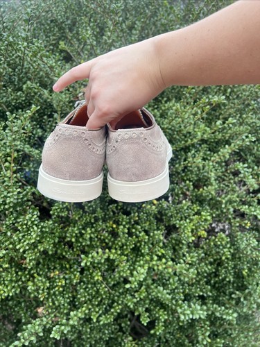 Santoni beige Wildleder Brogue elegante Schuhe Herren Größe 8,5 hergestellt in Italien - Bild 13 von 13