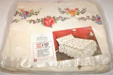 VTG Pepperell Satin Trim Blanket Floral Rose Symphony Cafe Styled By 72 x 90 NIP