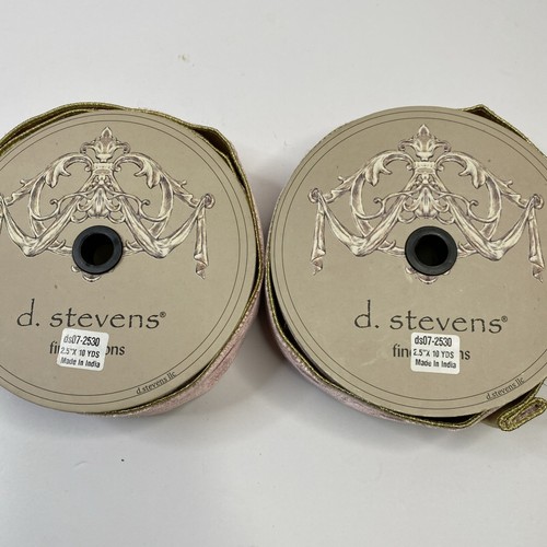 D. Stevens 2.5”x10 Yds Rose Pink Velvet Foil Trim Wire Edge Ribbon Lot Of 2 - Picture 4 of 11