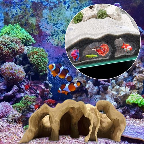 Decoración de pecera curva natural debajo del túnel de grava cueva escondite acuario Dec J9V2 - Imagen 3 de 12