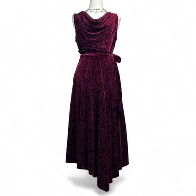 Donna Rico Velvet Floral Asymmetrical Evening Dress Womens 8 Whimsigoth