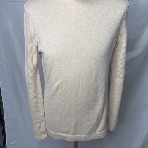 Loro Piana Cashmere Sweater Sz 46 US S Turtle Neck Off White Made in Italy - Picture 6 of 9