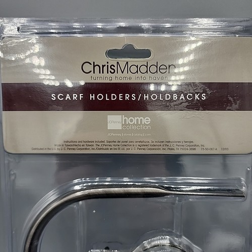 Scarf Holders Holdback Set of 2 Nickel & Encased Glass Chrus Madden - Picture 3 of 17