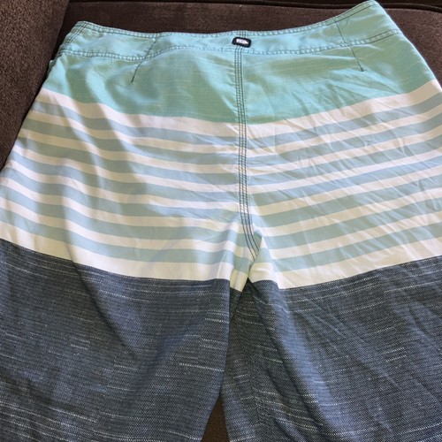 Rusty Blue Striped Board Shorts Bathing Suit Swim Trunk Men Size 32 Bottleopener - Picture 5 of 12