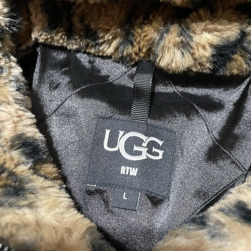 UGG Elaina Sherpa Faux Fur Zip-up Jacket Cliff Multi Women's Size L Cheetah - Picture 4 of 7