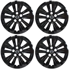 FITS 2020-2025 Nissan Sentra S # 546-16BLK 16" GLOSS BLACK Hubcaps LOGO SET/4