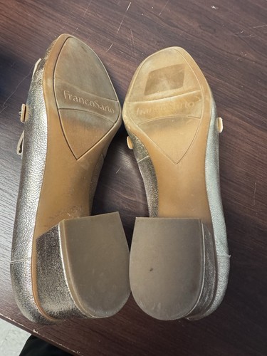 Franco Sarto Lauryn Damen-Halbschuhe Goldfolie Fransen Blockabsatz Größe 9 - Bild 10 von 13