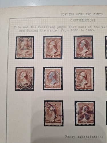 2 Cent Washington Brown Stamp Fancy Cancel Lot Hand Stamps 1883-1893 - Bild 3 von 10