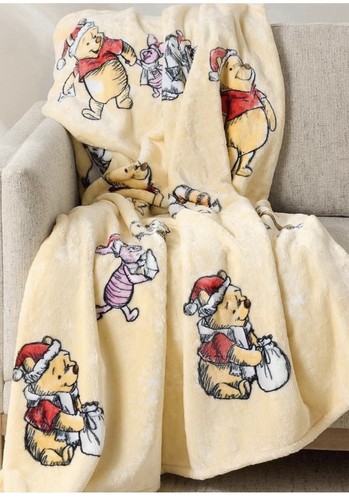 COPERTA NATALIZIA DISNEY WINNIE THE POOH "Lettere al Nord" COPERTA DA LANCIO TOUCH IN SETA - Foto 3 di 4