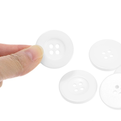 10pcs Resin Sewing Buttons 1-1/4" Round Flat 4 Hole Craft Buttons White - Picture 5 of 6