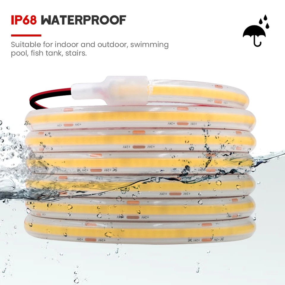 COB LED Streifen Strip Band Selbstklebend Lichtschlauch IP68 Wasserdicht 12V 24V - Bild 4 von 4