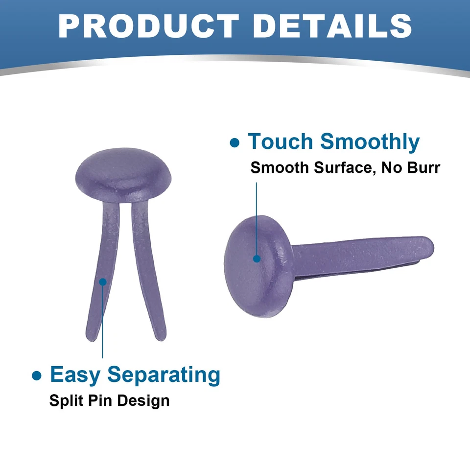 1000 PIEZAS Sujetadores de Papel Latón Pasadores Divididos, Verde/Púrpura, 4,5 x 8 mm Foto 4 de 4