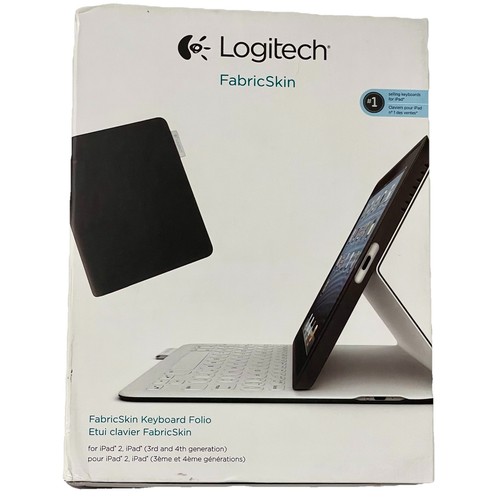 NIB Logitech Fabric Skin Keyboard Folio iPad 2 3rd & 4th Generation Black Gray - Picture 1 of 7