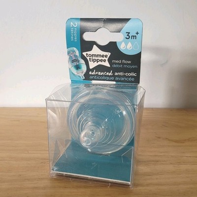 Tommee Tippee Advanced Anti Colic 2 Nipple Replacements Med Flow 3m+ NEW in Box