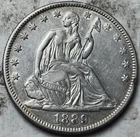 1889 50c Seated Liberty Half Dollar. Attractive AU Details, Rim Damage