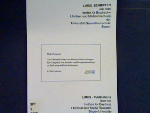 Zur Verständlichkeit von Wissenschaftssendungen. Ein Vergleich von Produkt- und - Bild 1 von 1