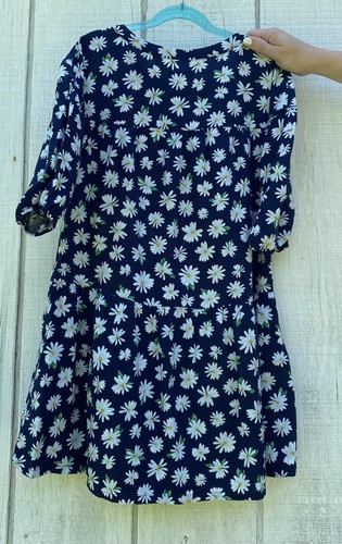 Old Navy Blue Daisy Print Dress Girls Size 8 Casual Longsleeved - Picture 2 of 4