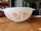 Pyrex Pink Gooseberry 444 Cinderella Bowl DWD Pink Paint Faded To Pink Flowers