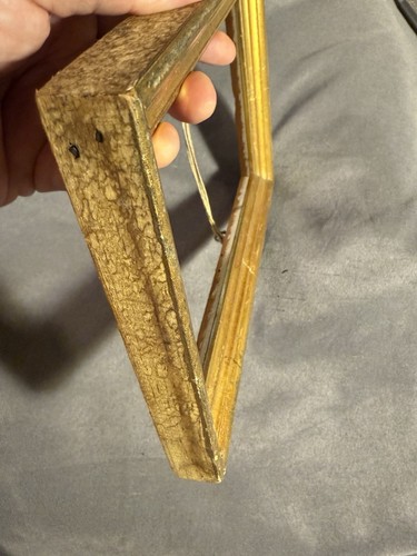Antiker originaler Miniatur Holzrahmen Zitrone Gold vergoldet bemalt B - Bild 10 von 12