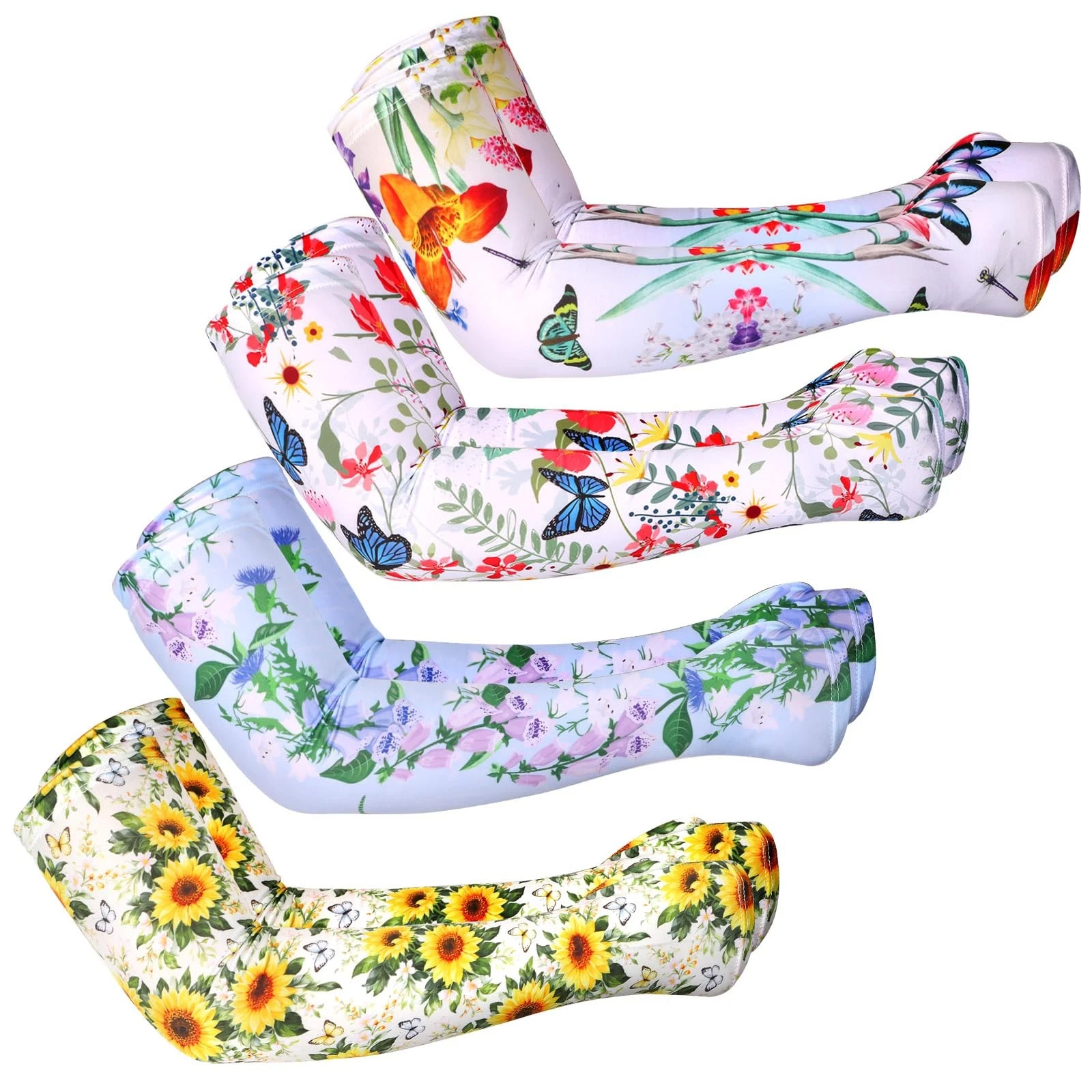 4 Pairs Farmers Gardening Defense Sleeves UV Sun Protection Arm Covers for Women
