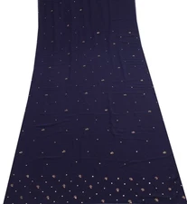 Sushila Vintage Blue Sari Remnant Scrap Multi Purpose Hand Beaded Craft Fabric