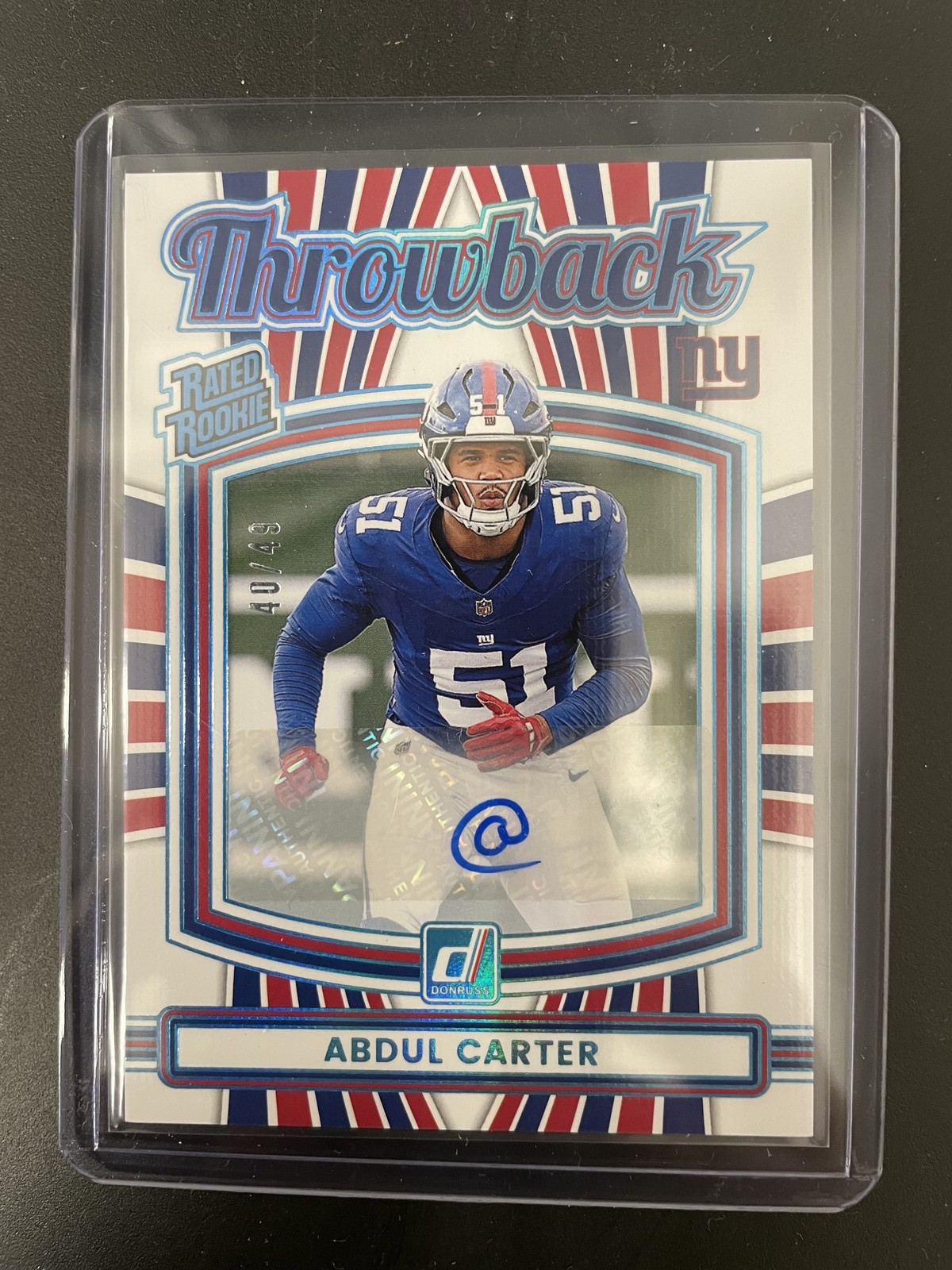 2025 Donruss Abdul Carter Rated Rookie Throwback Auto /49 