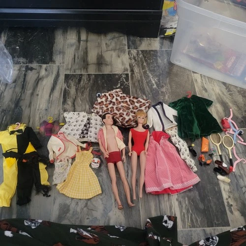 Vintage Barbie  Ash Blonde Ponytail Swimsuit w Ken Lots of Accessories Clothing