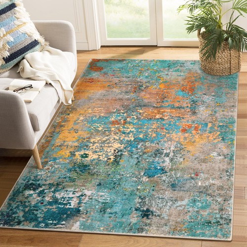Modern Abstract Area Rug - 4x6 Colorful Rug for Bedroom Soft Rugs for Living ...