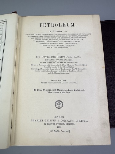 Petroleum A Treatise Boverton Redwood 3 Volume Set Lot 1913 Hardcover 3rd - Foto 10 di 23