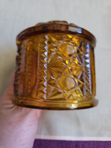 Stars and Bars Fairy Lamp, Indiana Glass, Amber 6.5", 2-Piece - Picture 9 of 10