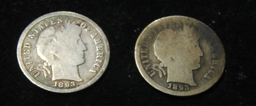 1893 & 1893-O Barber Dimes – Key Date New Orleans + Philadelphia Pair