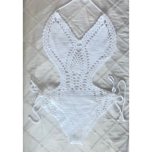 Weißer Häkel Body-Einteiler-Monokini-Badeanzug-Cover Up-Top-Boho-Gr. L-Neu - Bild 10 von 20