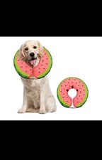 Midog Inflatable Dog Surgery Collar Size Large Watermelon Print Preowned read