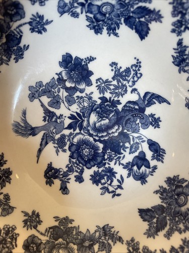ASIATIC PHEASANT BLUE by JOHNSON BROTHERS Set of 4 Cereal or Soup Bowls 6.5” - Picture 10 of 11