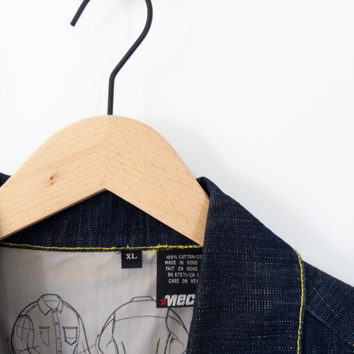 Chaqueta de Camionero Denim Vintage Mecca Talla XL Azul Índigo Oscuro Puntada Amarilla - Imagen 17 de 21