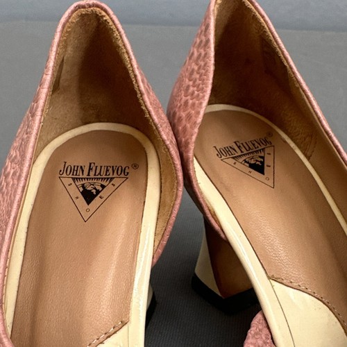 John Fluevog Earhart Asymmetrical D'Orsay Pumps Sz 7 Pink Ivory Vero Cuero Peru - Picture 12 of 16