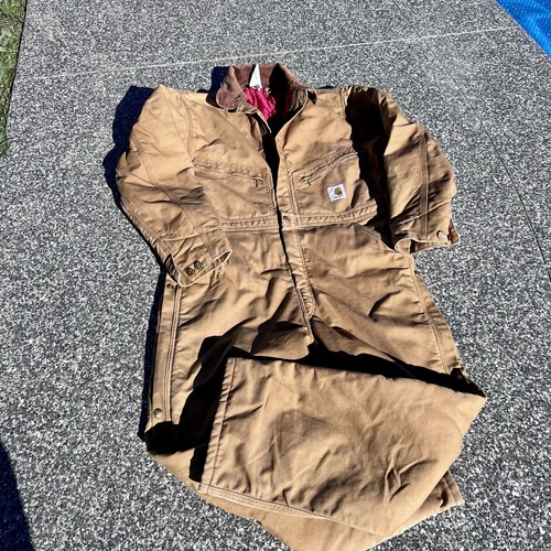 Vintage Carhartt Coveralls Mens 42S Large Insulated Quilted Workwear Duck Canvas - Picture 6 of 20